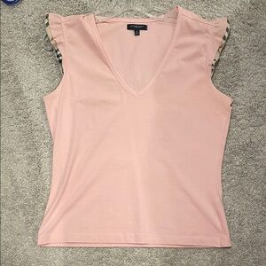 Burberry Light Pink Tank Top with Plaid Ruffle Sleeves